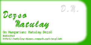 dezso matulay business card